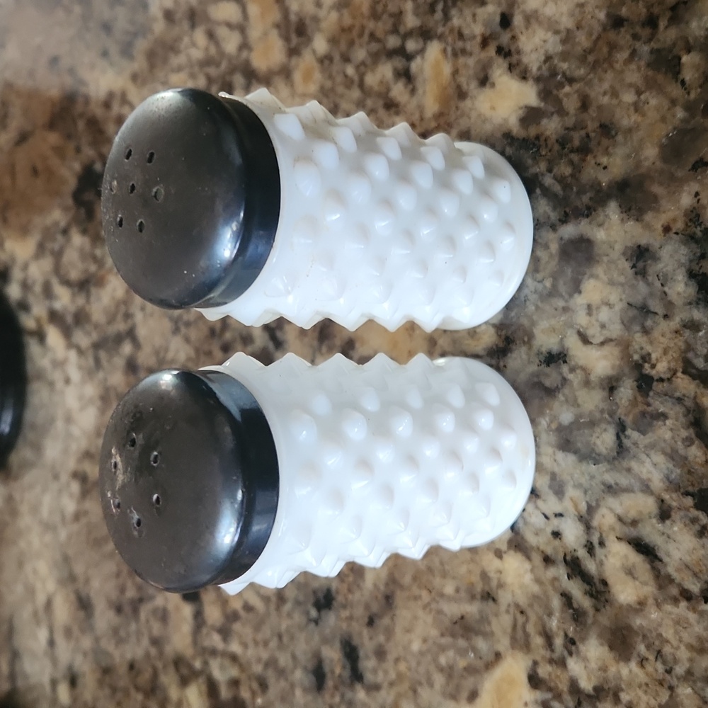 Milkglass salt and pepper shakers
